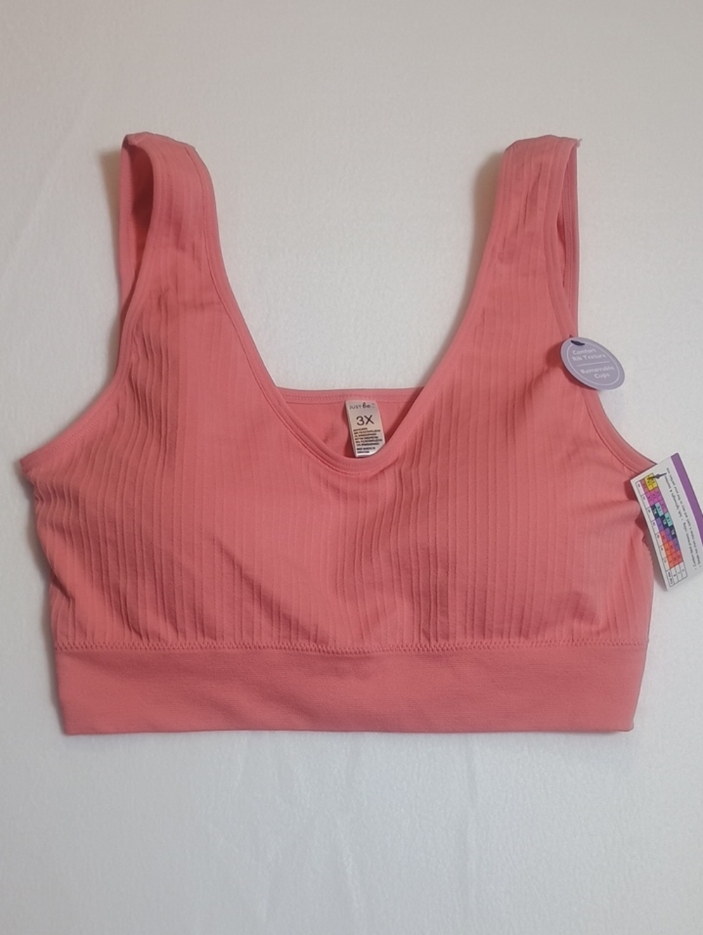 Just be Ribbed Bralette in Coral Pink